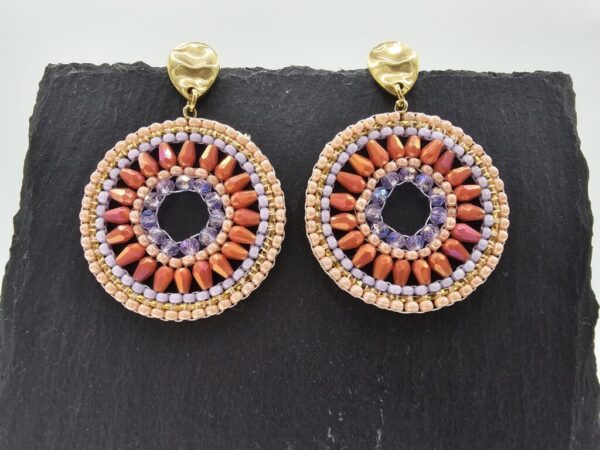 Sommerlicher Ohrring mit Miyuki Glasperlen – Orange trifft Flieder